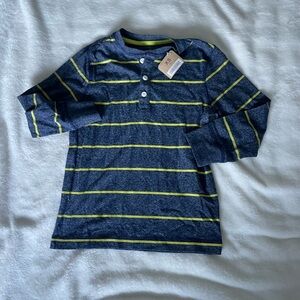 Crazy 8 Navy and Yellow Striped Long Sleeve Henley